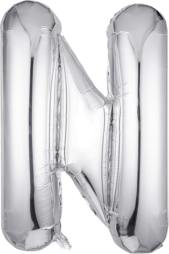 Letter Balloons 40 Inch, Single Silver Letter N Balloons Aluminum Hanging Foil Film Balloon for Baby Shower, Wedding Anniversary, Graduation, Birthday Party Decoration