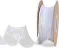 TONIFUL 1-1/2 Inch Wide White Wired Chiffon Ribbon Sheer Organza Ribbons for Crafts Floral Bouquets Wedding Car Party Decorations Valentine's Day Gift Wrapping Bow Making Tree Wreaths Decoration