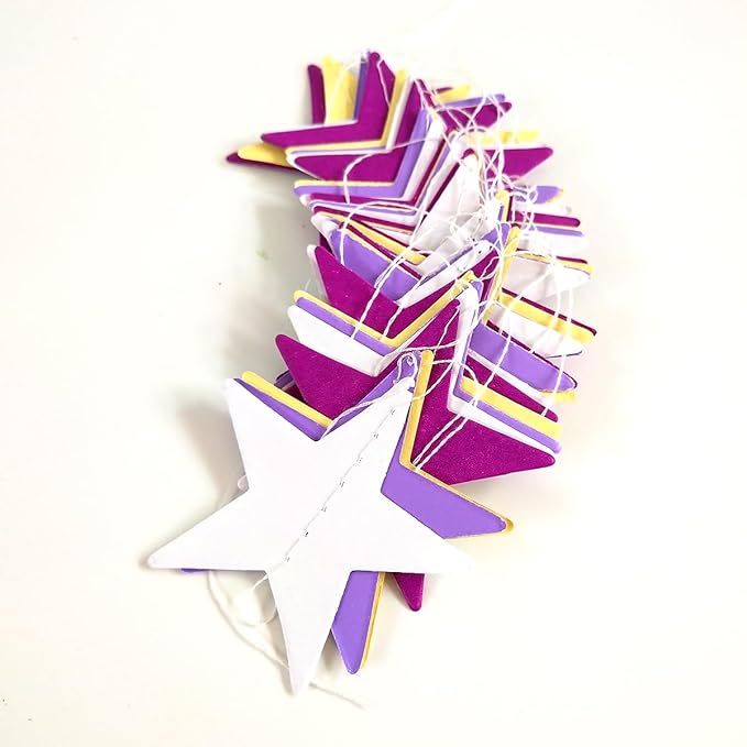 Party Decorations 52 Ft Big Star Garland Circle Dots Garland Paper Backdrop Streamer for Graduation Birthday Bachelorette Engagement Wedding Bridal Shower Baby Shower (Purple Set)