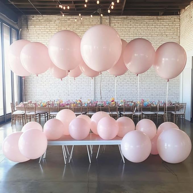 50 Pcs Light Pink Balloons Kit 18 24 36 Multi Sizes Macaron Pink Giant Balloon, Use for Pool Party Birthdays, Weddings, Events Party Decoration Supplies