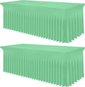 Smiry Spandex Tablecloth 2 Pack, Elastic Fitted Stretch Tablecloth for 6FT Rectangle Tables, Waterproof Washable Table Cover Skirt for Wedding, Banquet & Parties (Bright Green, 72Lx30Wx30H Inch)