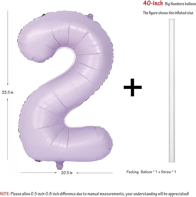 40 In Matte Purple Number Balloons Helium Foil Mylar Balloon Birthday Party banquet Decoration Digital 2