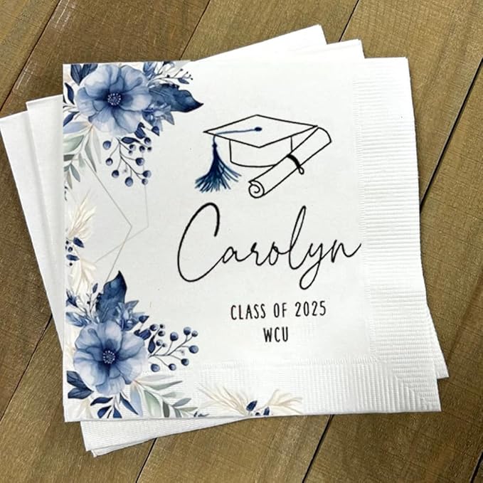 Personalized Graduation Party Disposable Napkins, Custom Grad Party Decor, Class Of 2025, Congratulations Grad, Gifts For Graduations Parties Style 2