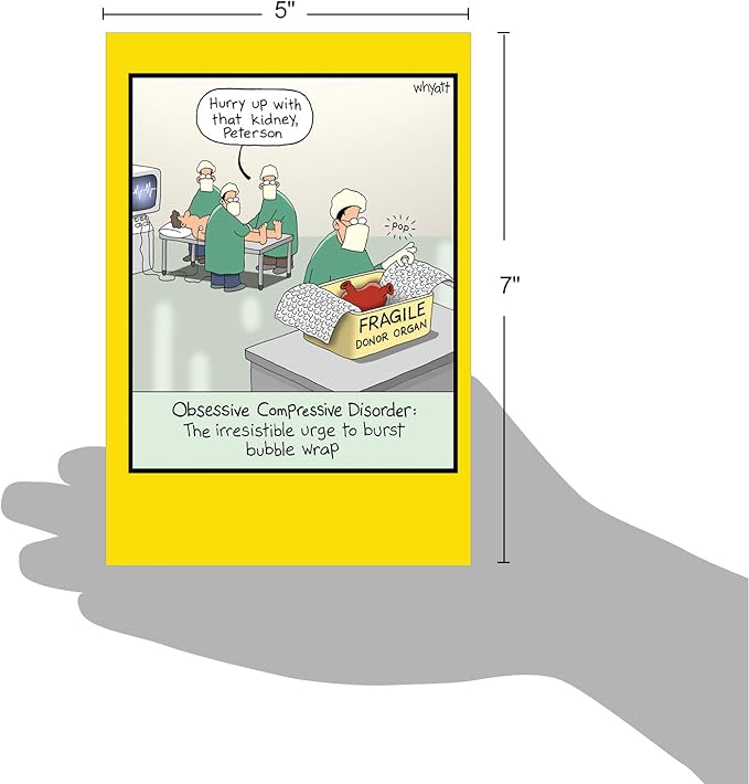 NobleWorks - 1 Hilarious Greeting Card for Birthday - Funny Birthday Cartoon, Comic Notecard - Obsessive Compression Disorder C4855BDG