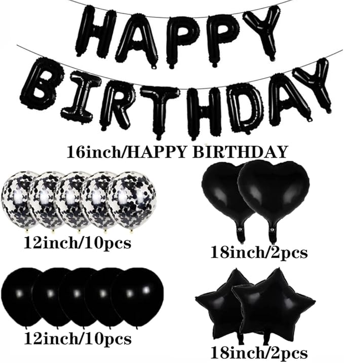 Sweet 18th Birthday Decorations Party Supplies,Black Number 18 Balloons,18th Foil Mylar Balloons Latex Balloon Decoration,Great 18th Birthday for Girls,Women,Men,Photo Props