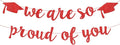 2026 Graduation Decorations Pre-Strung Blingbling We Are So Proud of You Banner Glitter Graduation Garland for Class of 2026 High School College Grad Party (Red)