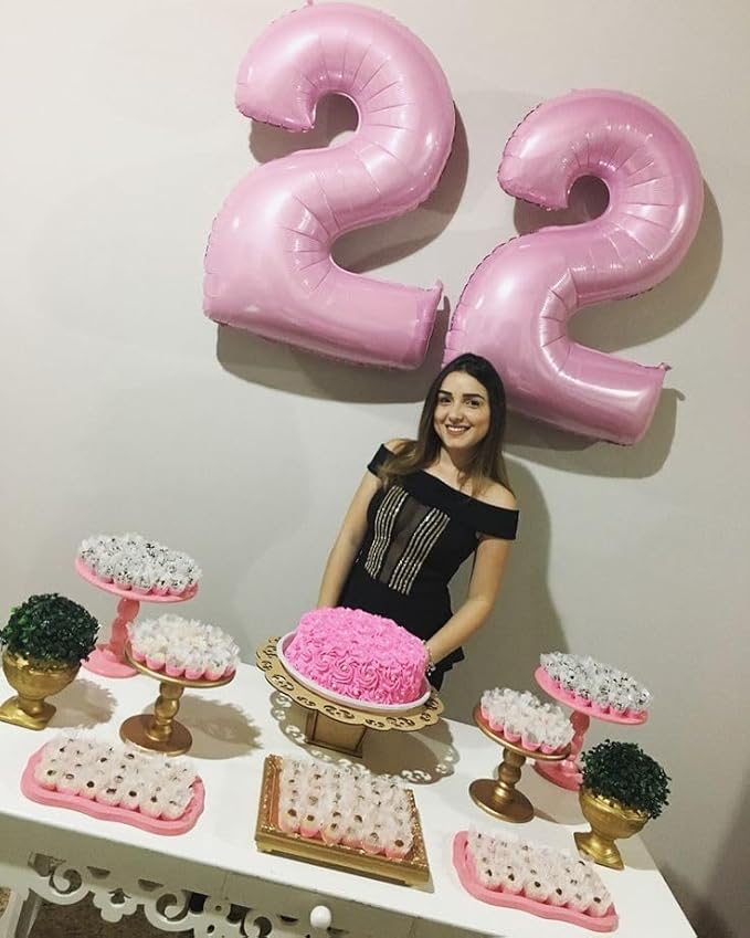 7 Balloon Pearl Pink Numbers, 17th Birthday Decorations For boys And Girls, 40 Inch Big Balloons for 7, 17, 27, 70 Birthday, Wedding Anniversary, Christmas, New Year, Party Decoration