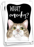NobleWorks, Pack of 3 Funny Birthday Greeting Cards with Envelopes (1 Design, 3 Each) Cat Antics - Cupcakes C3638ABDG-C3x1