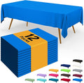 Smiry Disposable Table Cloth - 12 Pack, 54 x 108 Inch Waterproof Rectangle Tablecloths for Parties, Decorative Plastic Table Cover, Leakproof & Sturdy, Blue