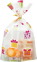 FERENLI 50 Pack Matte Cellophane Treat Bags with Twist Ties Plastic Goodie Bags for Gift Wrapping Birthday Party Favor Candy Cookie Food Storage Packaging (7.9x11 inch (20x28 cm))