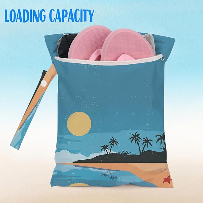 Beach Essentials, Wet Bag for Swimsuit Dirty Clothes Yoga Gym Diaper, Wet Dry Bag, Beach Vacation Essential for Travel Poor Bathing Summer Coastal Gifts