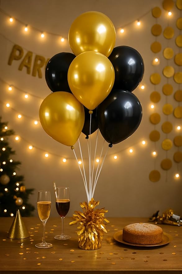 Aluminum Foil Balloon Weights for Parties (12 pcs) - 0.31lb (140g) Each - Premium Balloon Anchors for Birthday, Wedding, Dinner, Indoor & Outdoor Decorations(Gold 12pcs)