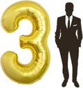 65 Inch Giant gold Foil Number Balloon,Old Children's Birthday Party Helium Balloon Wedding And Celebration Themed Party Decoration Supplies (3 Plus)