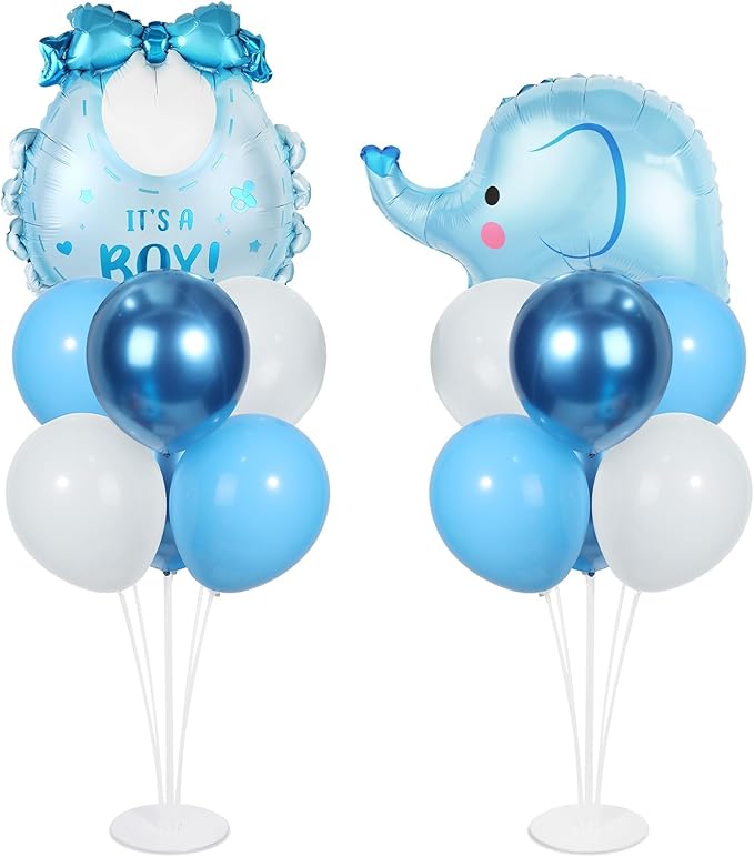 Elephant Baby Shower Decorations Party Balloons Stand Kit 2 Sets with Blue Elephant Foil Balloons Elephants It's a Boy Party Balloon Centerpieces for Tables for Boy Baby Shower Birthday Decorations