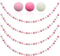 4 Pack 6.5 Feet Long Pom Pom Garland Red Pink White Felt Ball Garland 30 Balls for Valentine Day Wedding Party Birthday Decor Ornament