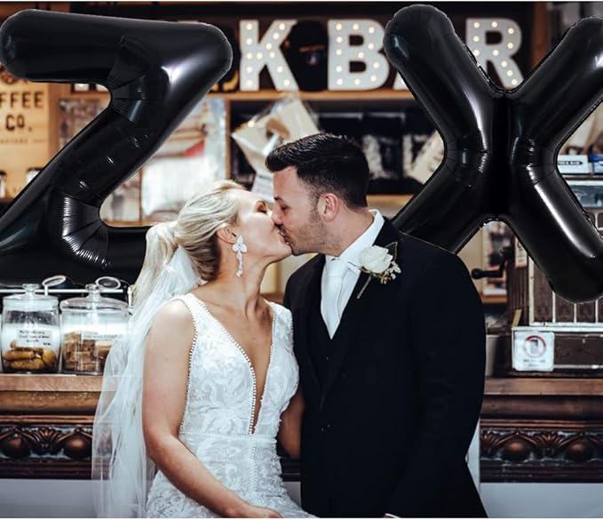 TONIFUL 40 Inch Large Black X Letter Balloon - Jumbo Helium Foil Mylar Big Alphabet for 2026 New Year Eve Graduation Wedding Baby Shower Birthday Party Anniversary Supplies Decorations