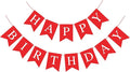 Red Happy Birthday Banner Sign Happy Birthday Bunting Banner Garland for Kids Girl Woman Birthday Tea Party Decorations Bunting Flag Birthday Party Supplies