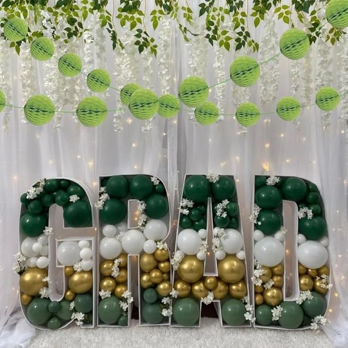 Lime Green Honeycomb Ball Garland - 7 ft. - Elegant Paper Decor - Ideal for Bridal Showers, Birthdays, & Christmas Parties (1 Pc.)