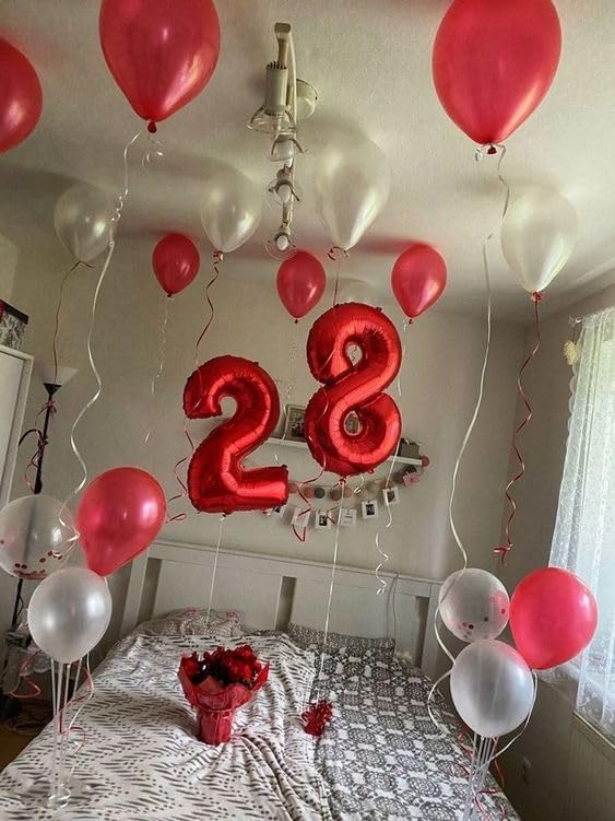 Red Number 8 Balloon 40 Inch, 8th Birthday Party Decorations for Children, Giant 8 Foil Balloon for Party Supplies