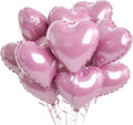 Biapian Pink Foil Heart Balloons, 10PCS Pink Heart Shape Balloons, Valentines Balloons 18inch Pink Love Foil Balloons for Helium Birthday Decorations for Valentines Day, Wedding Party, Anniversary