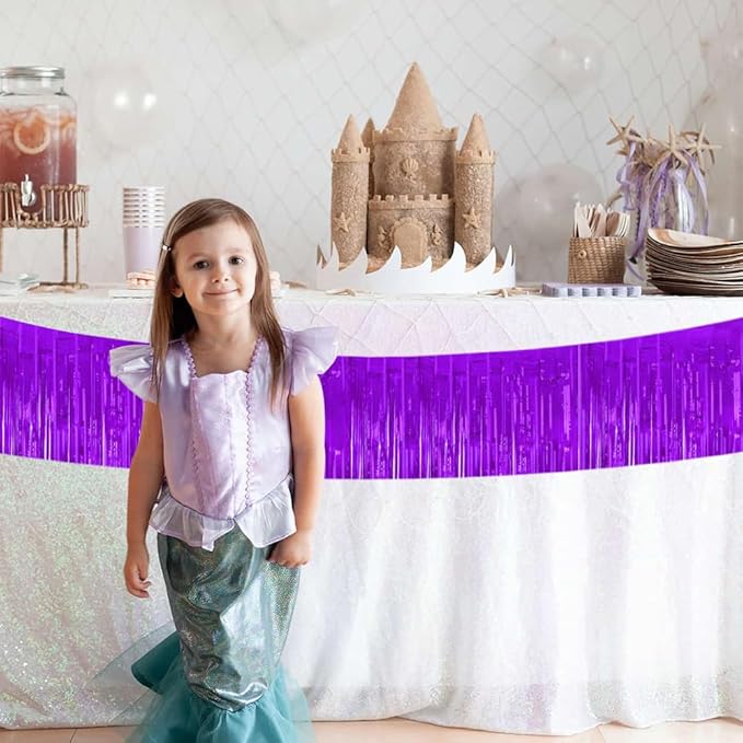 BEISHIDA 3 Packs 30 Feet Metallic Foil Fringe Garland Tinsel Streamers，Shiny Purple Wall Hanging Tinsel Fringe Banners for Wedding Birthday Party Decoration Halloween Christmas New Year
