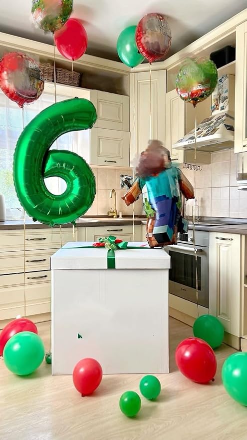 6 Birthday Decoration, 40 Inch Foil Big Balloon for Men And Women, Dark Green Balloons for 6, 16, 26, 60, 2026 Graduation, Birthday, Wedding Anniversary, Xmas, Party Supplies