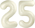 25 Balloon Numbers, Happy 25th Birthday Decorations for Women, Cream 40 Inch Foil Large Ballon for 2 5 25 52 Birthday Party Wedding Anniversary Supplies