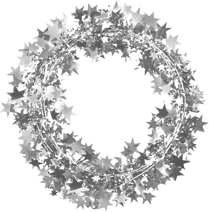 PMU 150 Ft Star Wire Shiny Garland Silver - Halloween, Christmas Party, Wedding, Birthday, Festive Home Decoration Ornament Silver (6pc-25Ft Each)