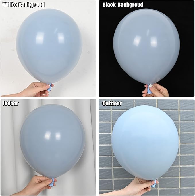 Dusty Blue Balloons Different Sizes Double Stuffed Balloon Garland 18 12 10 5inch Latex Slate Balloon Pastel Blue Balloon Arch Kit for Neutral Birthday Party Decoration Baby Shower