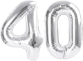 Numbers 40 Balloons, 40 Inch Silver 40th Birthday Decoration for Women & Men, Large Foil Party Decorations for Engagement Celebration Memorial Day's Supplies
