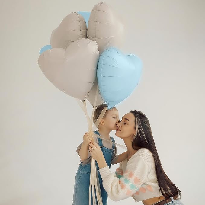Baby Blue Heart Balloons,12Pcs Pastel Blue Heart Shaped Foil Balloons,18Inch Pastel Helium Balloon for Baby Shower Birthday Anniversary Wedding Party Decorations