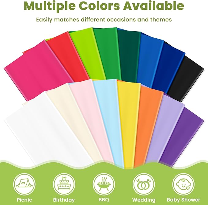 Mulbozy Green Plastic Table Cloth Disposable 4 Pack, 54 × 108 Inch Tablecloths Rectangle, Green Plastic Table Cover for Party Decor