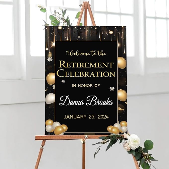 Personalized Retirement Yard Sign, Personalized Lawn Decoration for Happy Retirement Celebration, Outdoor Welcome Board for Party Entrance, Event Decor for Coworker Farewell Party, 12x18 Inch #11