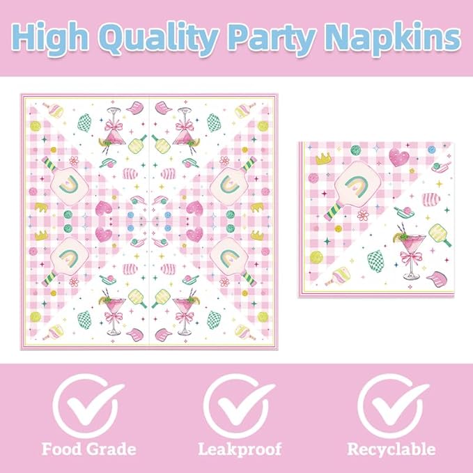 40Pcs Pickleball Birthday Party Plates and Napkins for 20 Guests Tableware Pickleball Supplies for Kids Baby Shower Birthday Party Decorations