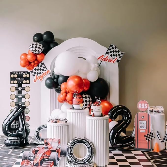 40 Inch Race Car Black Number Balloons Race Car Birthday Party Balloons Large Black Number 4 Balloons Boys 4th Birthday Party Race Car Theme Party Decorations Supplies（Digital 4）