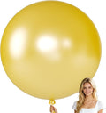 KALOR Pearl Gold Giant Balloons 36 Inch Large Latex Balloons, 4 Pack Jumbo Round Helium Balloon for Birthday Bridal Shower Wedding Baby Shower Party Decorations