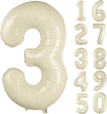 40 inch Cream White Number Balloon Giant Foil Helium Balloons Beige Number 3 Balloon for 3rd Birthday Party Anniversary Decorations Supplies