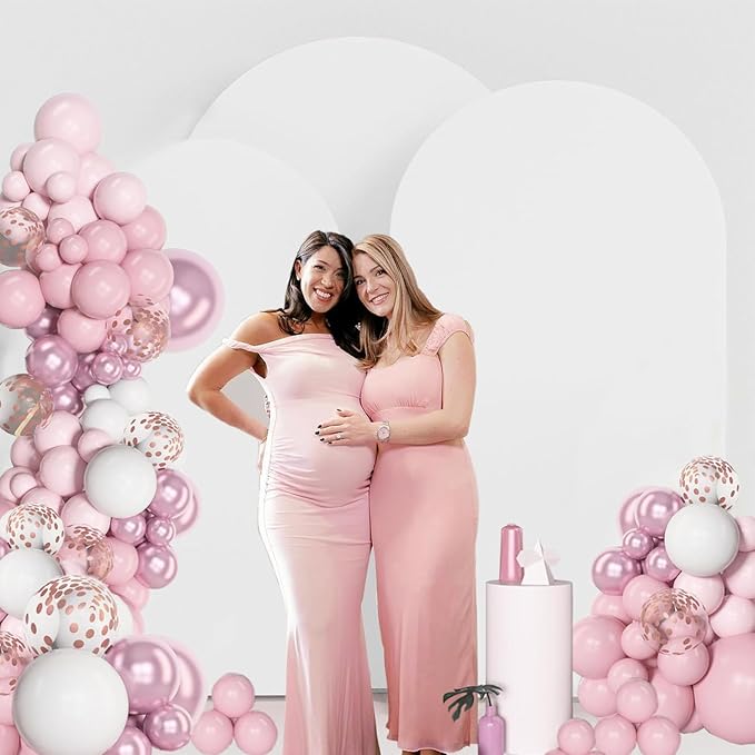 Wedding Arch Cover (7.2FT, 6.6FT, 6FT) Set of 3 Arch Backdrop Spandex Cover for Birthday Party Baby Shower Ceremony Banquet Decoration (White, 7.2FT,6.6FT,6FT)
