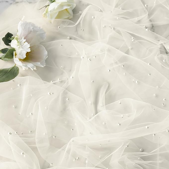 Artoid Mode 10PCS Pearl Beige Gauze Table Runner 120 Inch 10FT, Seasonal Sheer Dining Holiday Wedding Birthday Baby Shower Table Decor for Home Party
