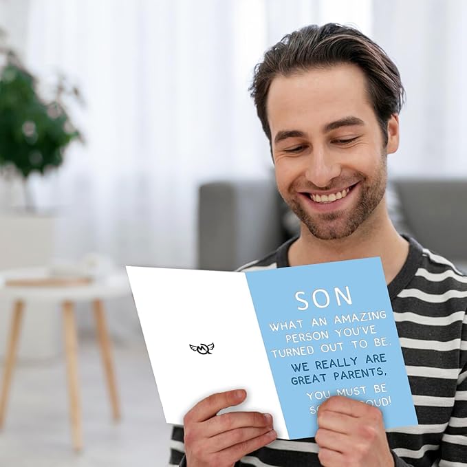 Funny To My Son Birthday Card, Birthday Card for Son, Humorous Gift for 16th, 18th, 21st, 30th Son Birthday, Son Birthday Card from Mom Dad, Birthday Card Son Adult Gift Idea