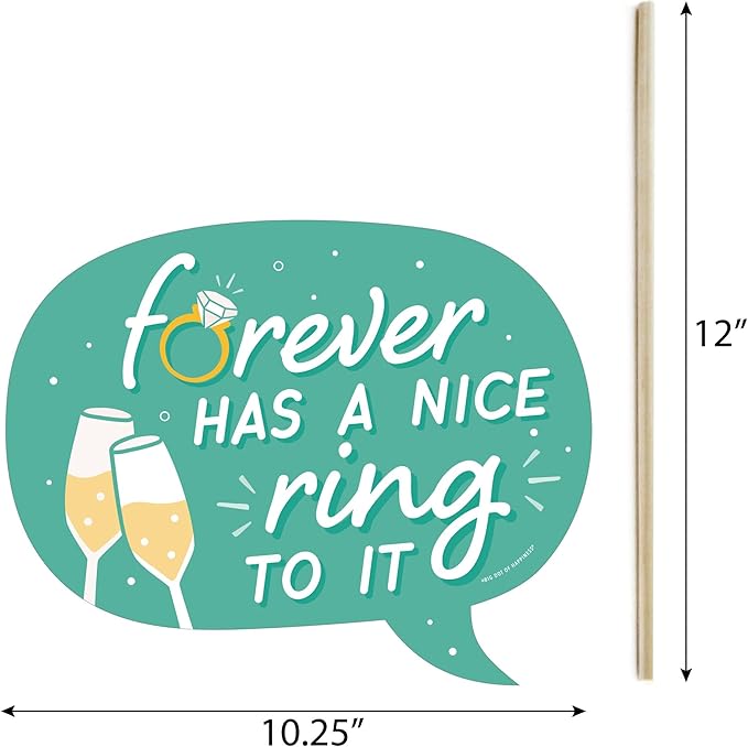 Photo Booth Props Kit for Engagement Party - 10-Piece Speech Bubble and Arrow Set, Premium Cardstock Photo Props with Assembly Sticks - Colorful