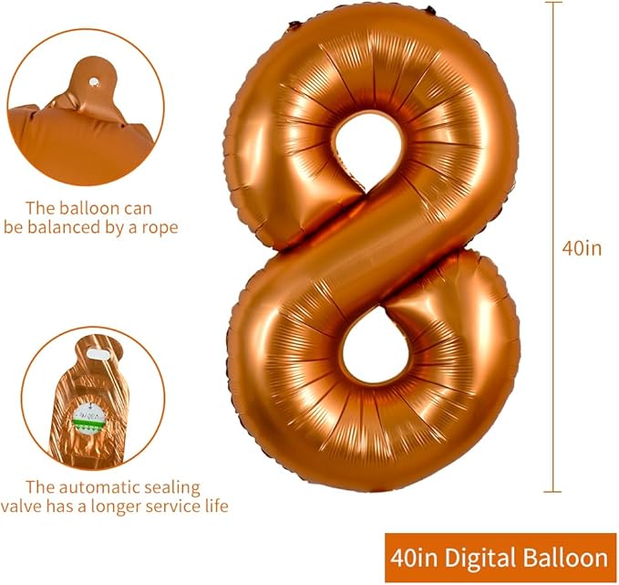 TONIFUL 40 Inch Orange Large Numbers Balloon 0-9 Birthday Party Decorations,Big Number 8 Foil Balloon Digital 8 for Birthday Party,Wedding, Bridal Shower,Engagement,Graduations,Anniversary,Baby Shower