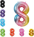 YPSelected 40 Inch Gradient Color Large Foil Helium Number Balloon Birthday Wedding Party 0-9 (Rainbow, 8)