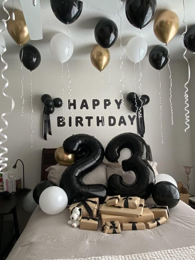 Number 40 Balloons, 40 Inch Black 40th Birthday Decoration for Women & Men, Large Foil Party Decorations for Engagement Celebration Memorial Day's Supplies