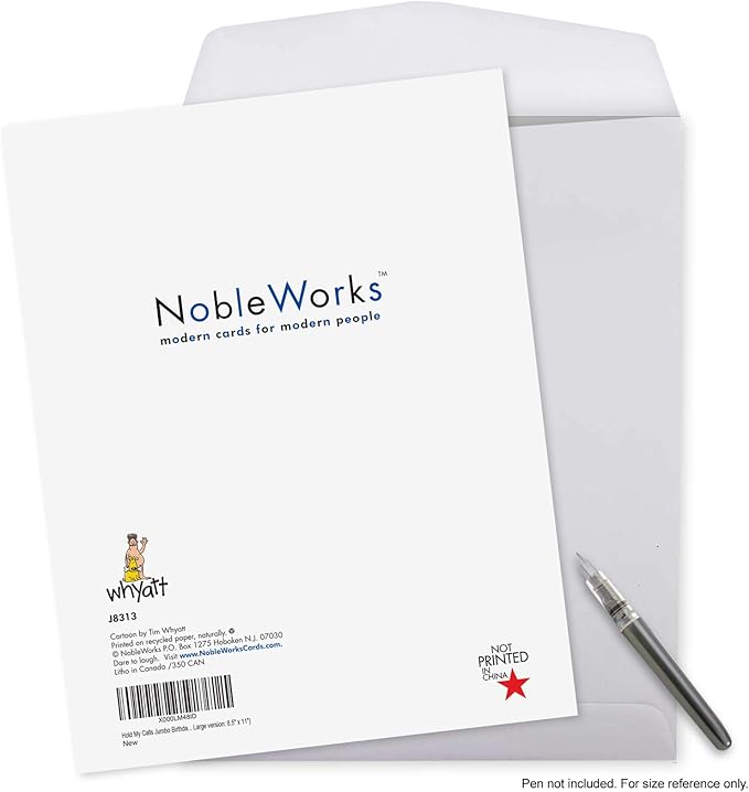 NobleWorks -1 Funny Birthday Card Inappropriate (8.5 x 11 Inch) - Humor Cartoon Bday Notecard with Envelope - Hold My Calls J8313