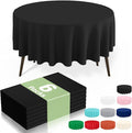 misaya 6 Packs Disposable Plastic Table Cloth, 84" Round Waterproof Tablecloth, Leakproof & Sturdy Decorative Table Covers for Easter, Picnic, Party and Outdoor, Black