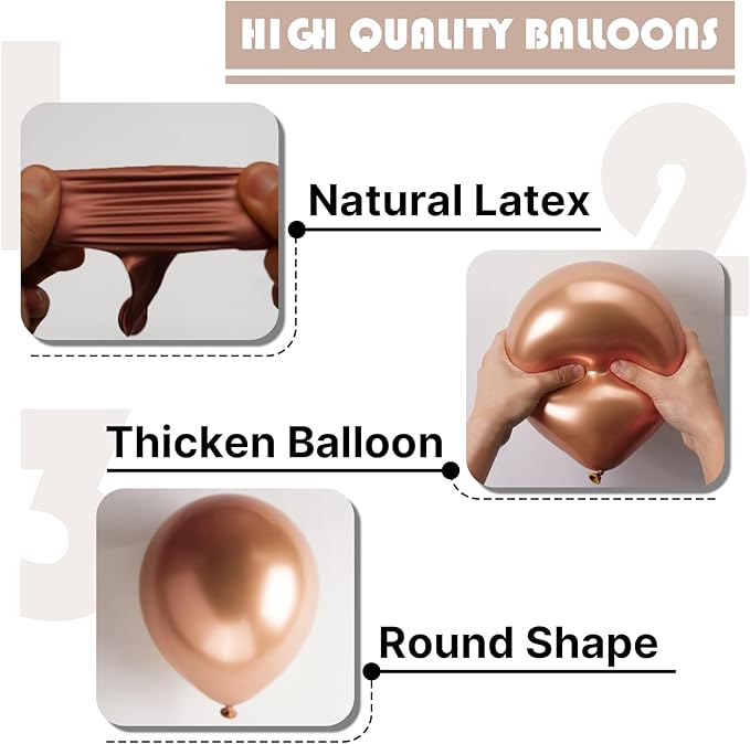 PartyWoo Metallic Rose Gold Balloons 140pcs Different Sizes of 18 12 10 5 Inch Chrome Champagne Gold Balloon Arch Kit for Birthday Anniversary Bridgerton Floral Party Decorations Rose Gold-G112