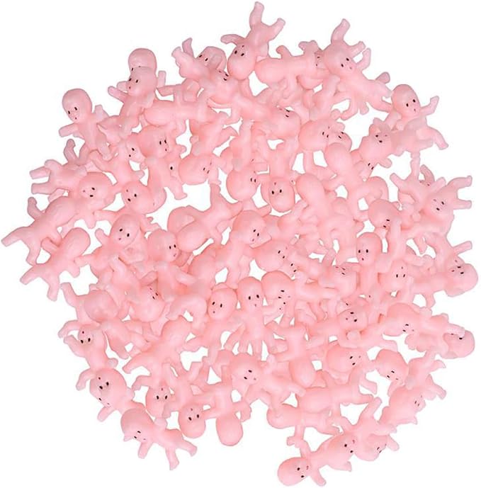 Mini Plastic Babies for Party Favor Decor Party Decorations Baby Shower Party Game Ice Cube Game (1" 120pcs, White)