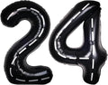 Race Car 40Inch Black 24 Balloon Number Large Helium Race Track 0-9 Giant Digital 24th Foil Mylar Big Party Number Balloons for Boy Birthday Car Theme Party Anniversary Graduation Decorations