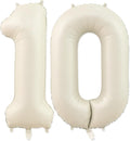 10 Balloon, Number 10 Balloons, Number Balloons 40 Inch, Sand White Large Big Foil Number Balloons for Birthday Party Graduation Wedding Anniversary Baby Shower Bachelorette Decoration Supplies
